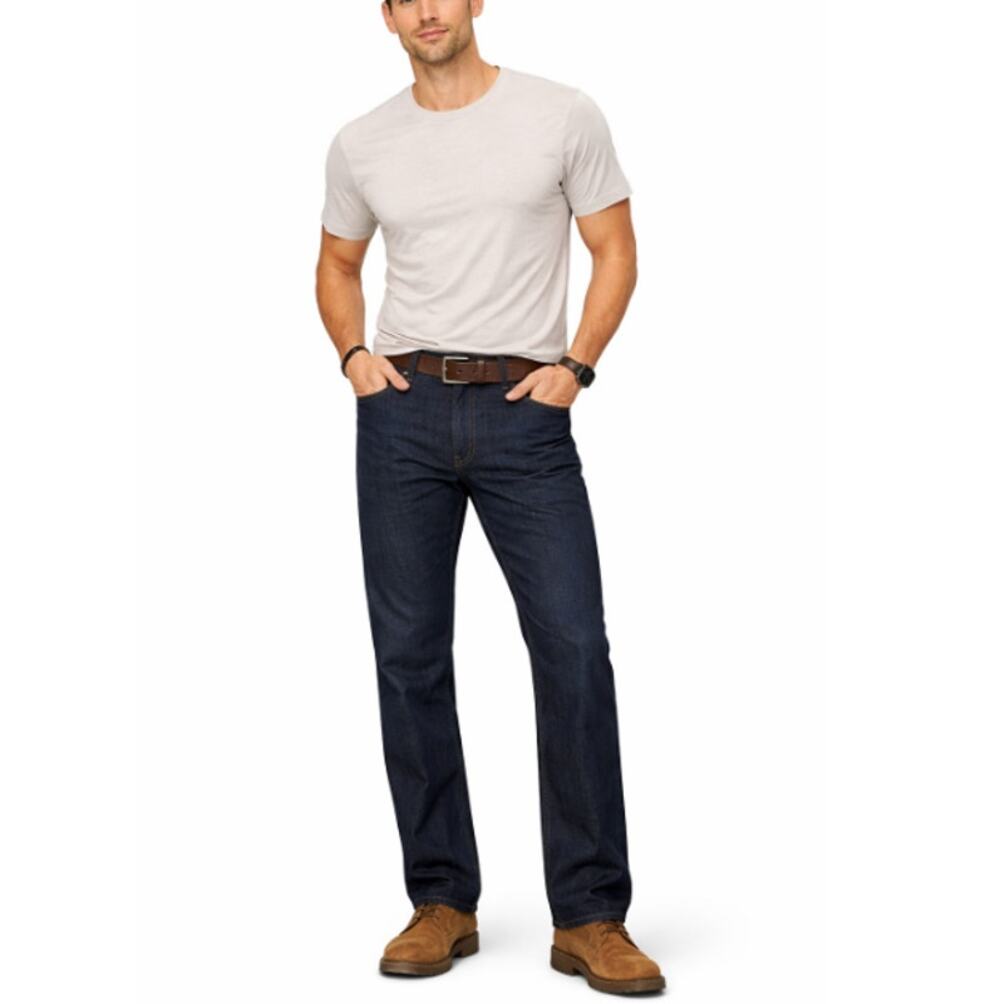 New AG Adriano Goldschmied Men’s Dark Blue Hero Relaxed Straight Jeans Size 32